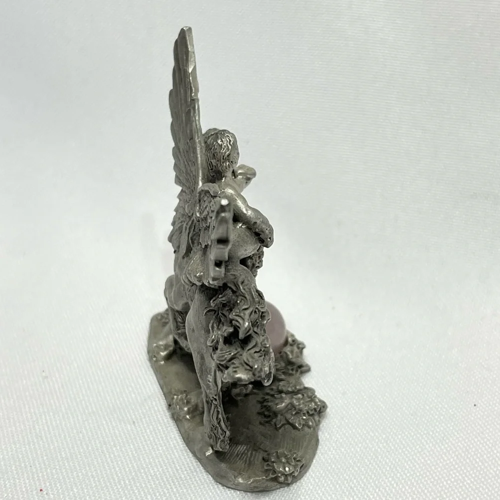 Vintage Comstock Pewter figure 2.25" Cherub on aUnicorn excellent condition - Picture 4 of 13